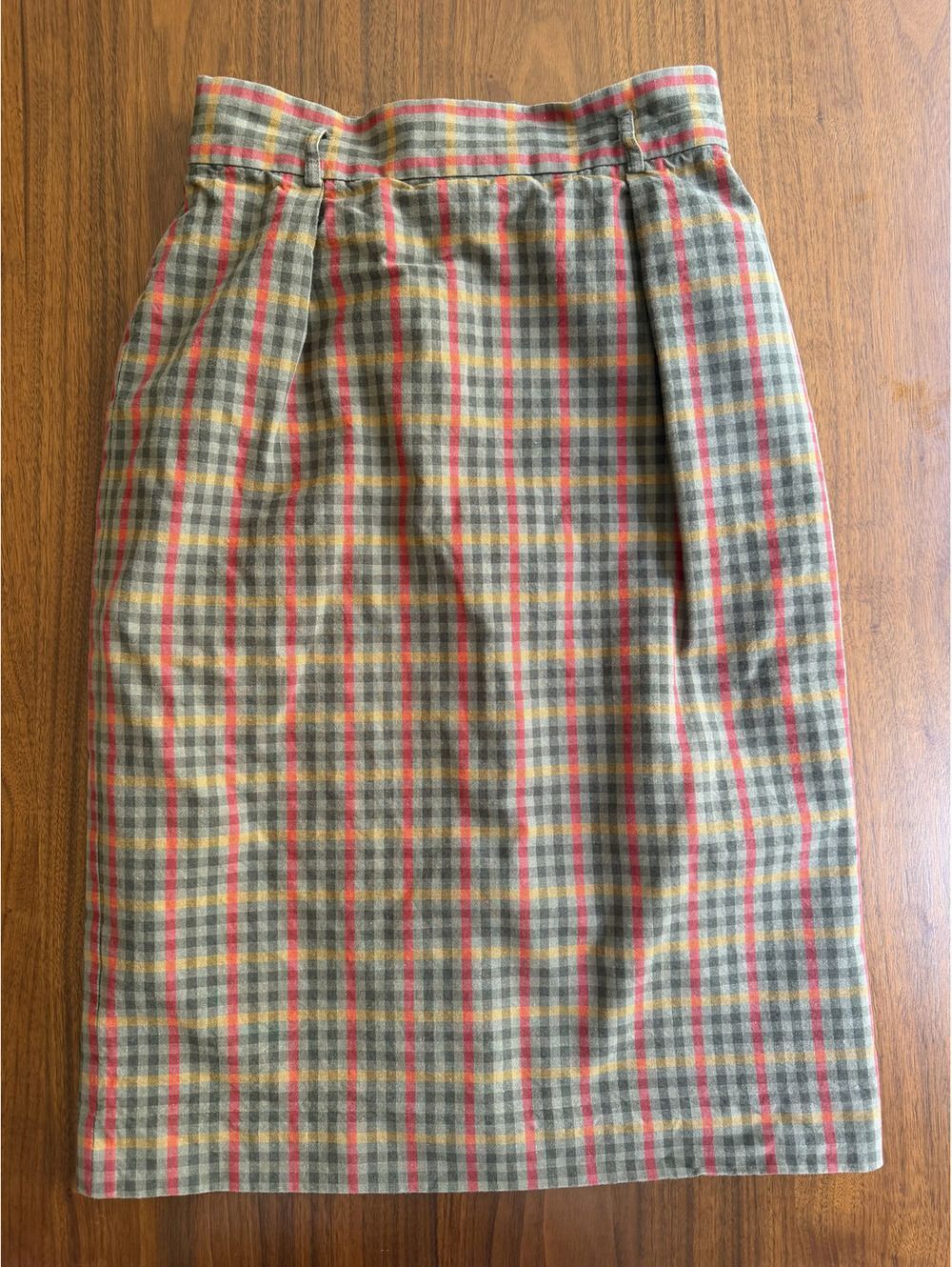Jones New York Women's Olive & Red Plaid Cotton Pencil Skirt - Size 6
